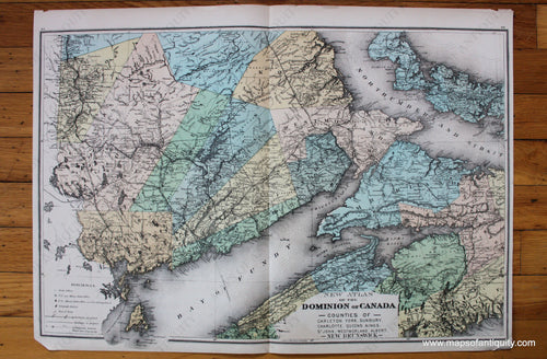 Antique-Printed-Color-Map-New-Atlas-of-The-Dominion-of-Canada-Counties-of-New-Brunswick-North-America-Canada-1881-Belden-Maps-Of-Antiquity