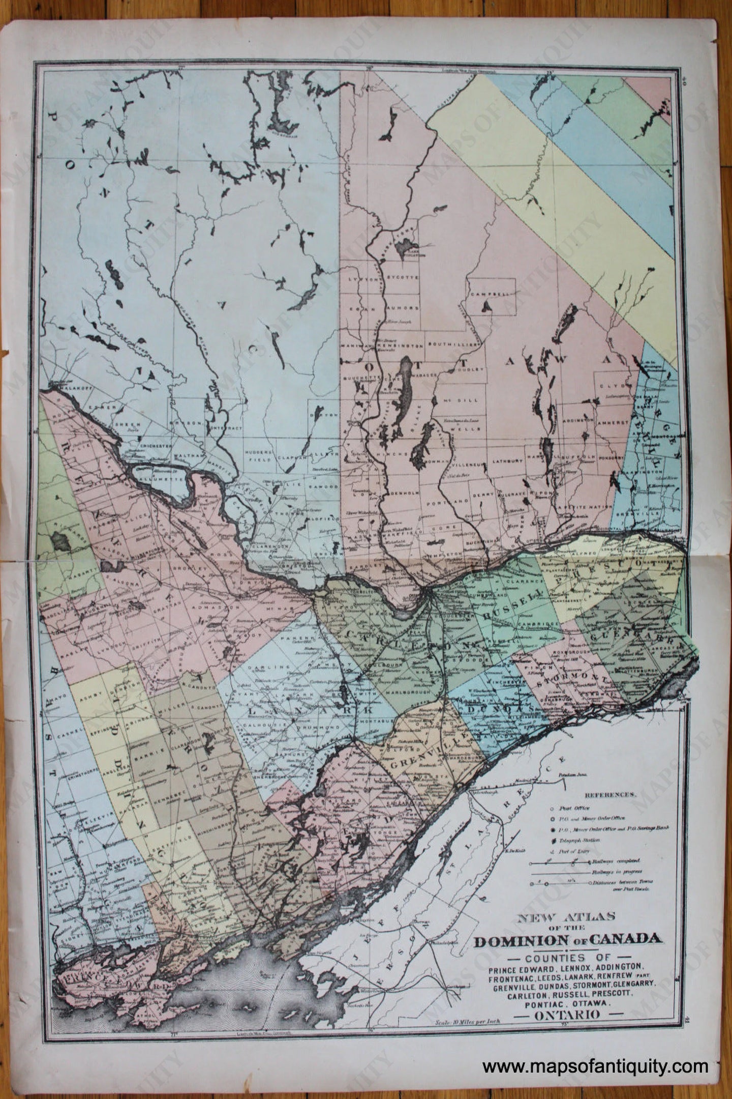 Antique-Printed-Color-Map-New-Atlas-of-The-Dominion-of-Canada-Counties-of-Ontario-North-America-Canada-1881-Belden-Maps-Of-Antiquity