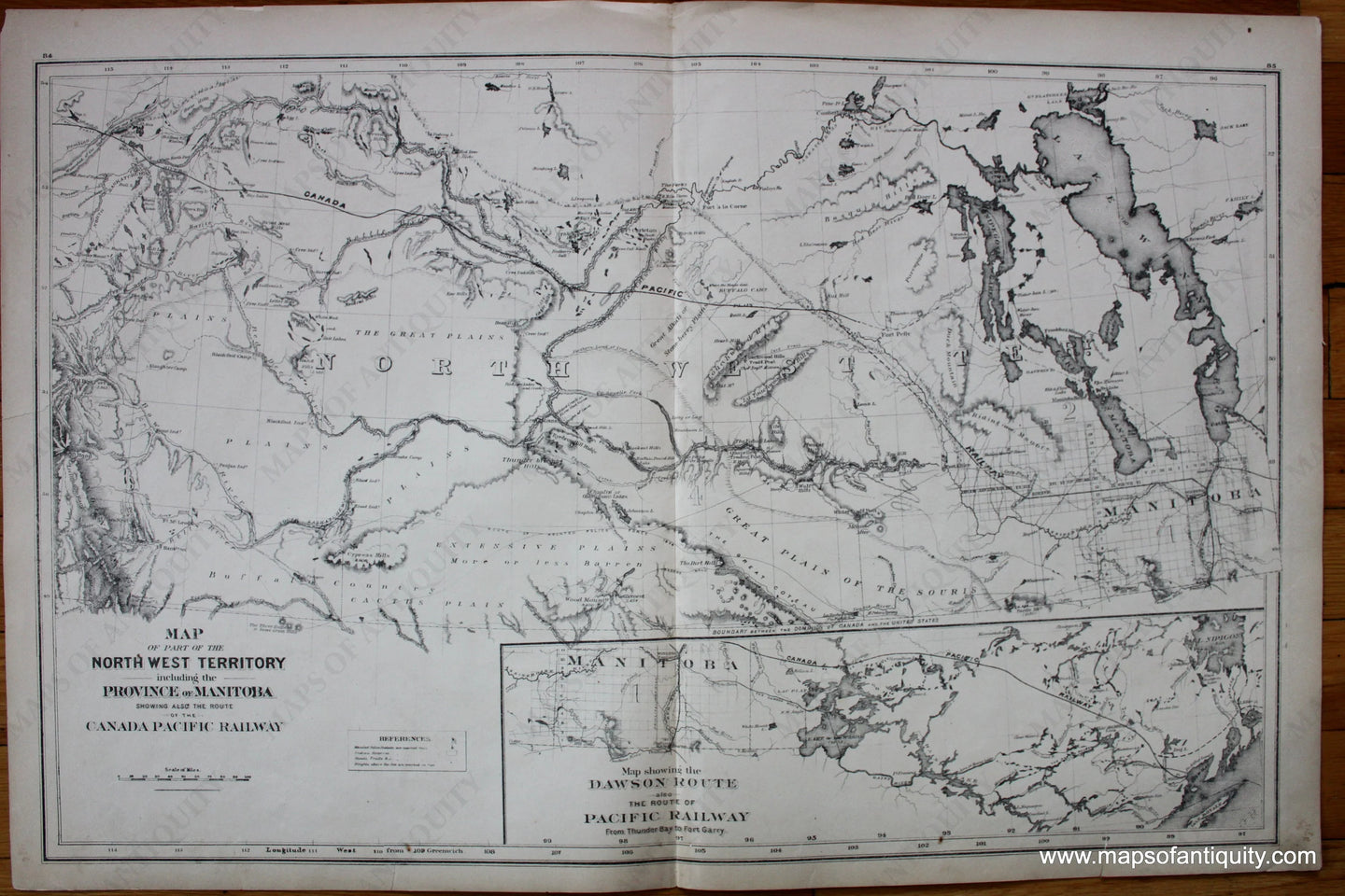 Antique-Printed-B-and-W-Map-Map-of-Part-of-The-North-West-Territory-Including-The-Province-of-Manitoba-Showing-Also-The-Route-of-The-Canada-Pacific-Railway-**********-North-America-Canada-1881-Belden-Maps-Of-Antiquity