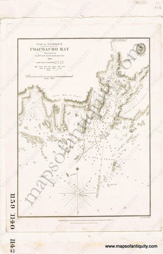 Antique-Black-and-White-Nautical-Chart-Gulf-of-St.-Lawrence:-Coacoacho-Bay-North-America-Nautical-Charts-Canada-1838-British-Admiralty-Maps-Of-Antiquity