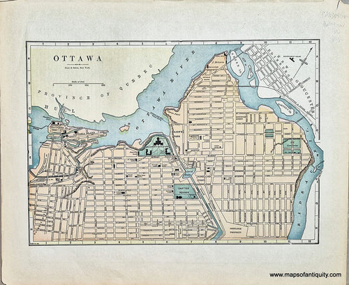 Antique-Map-Canada-Ottawa-City-Hunt-&-Eaton-1892-1890s-1800s-Late-19th-Century-Maps-of-Antiquity