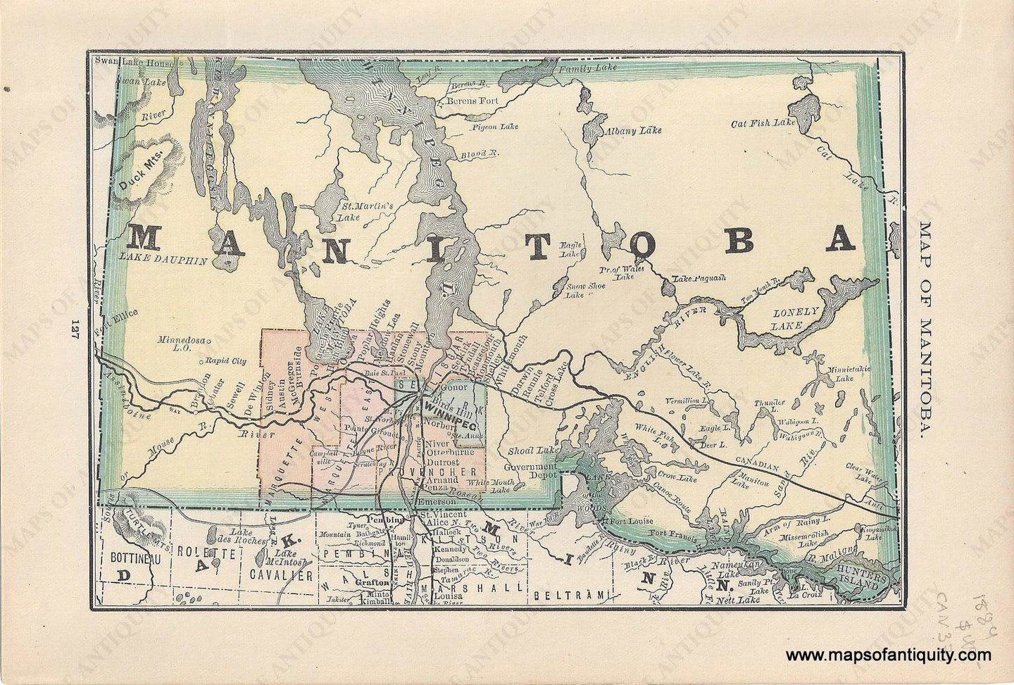 Genuine Antique Map-Map of Manitoba-1884-Rand McNally & Co-Maps-Of-Antiquity