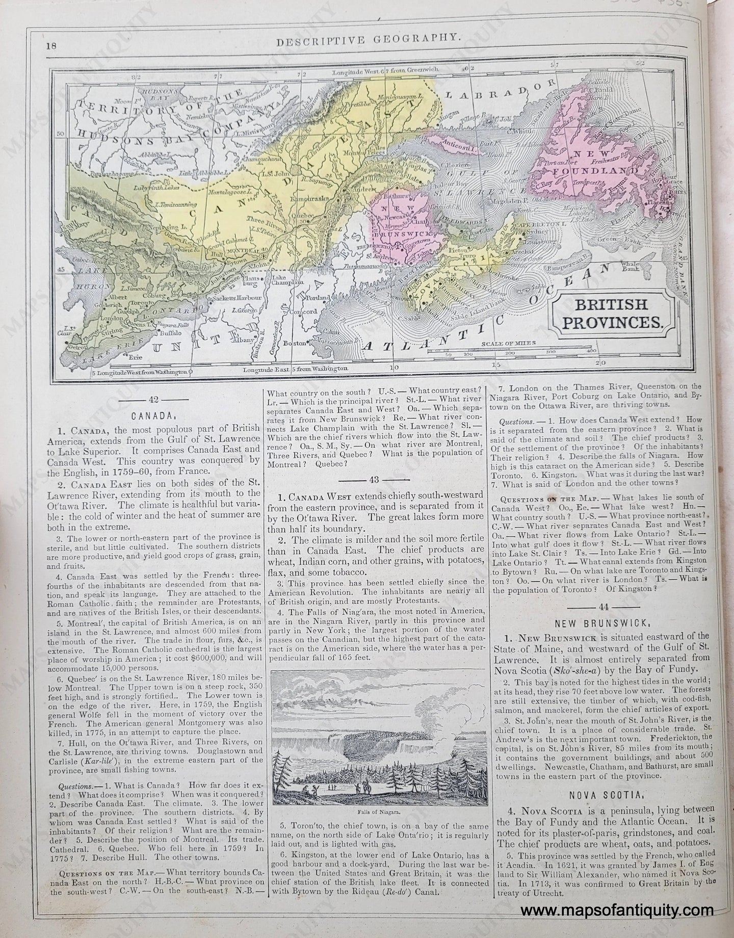 Genuine-Antique-Hand-Colored-Map-British-Provinces-1850-Mitchell-Thomas-Cowperthwait-Co--Maps-Of-Antiquity