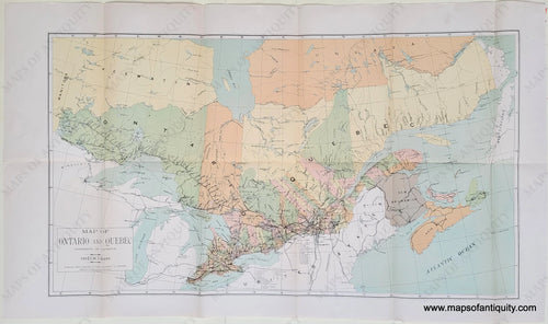 Genuine-Antique-Map-Map-of-Ontario-and-Quebec-Dominion-of-Canada-1904-Department-of-Agriculture-Maps-Of-Antiquity