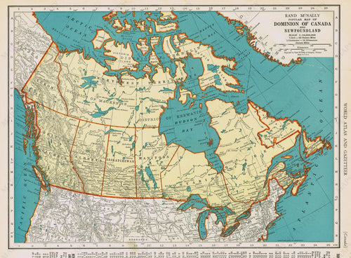 Genuine-Antique-Map-Popular-Map-of-Dominion-of-Canada-and-Newfoundland-1940-Rand-McNally-Maps-Of-Antiquity