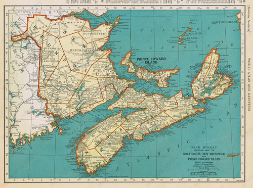 Genuine-Antique-Map-Popular-Map-of-Nova-Scotia-New-Brunswick-and-Prince-Edward-Island-1940-Rand-McNally-Maps-Of-Antiquity