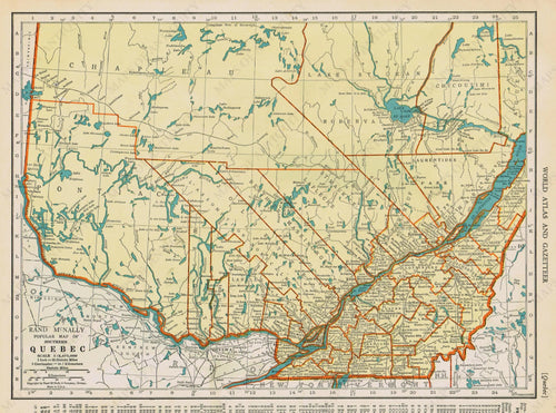 Genuine-Antique-Map-Popular-Map-of-Quebec--1940-Rand-McNally-Maps-Of-Antiquity