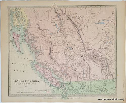 Genuine-Antique-Map-British-Columbia-Vancouver-Island-&c--Canada-West--1860-SDUK-Society-for-the-Diffusion-of-Useful-Knowledge-Maps-Of-Antiquity-1800s-19th-century