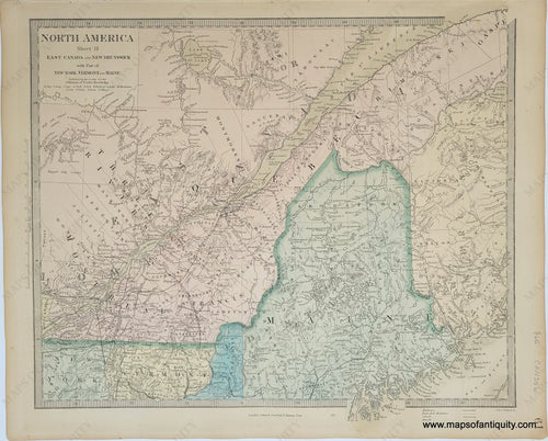 Genuine-Antique-Map-North-America-Sheet-II-East-Canada-and-New-Brunswick-with-Part-of-New-York-Vermont-and-Maine-Canada-East--1860-SDUK-Society-for-the-Diffusion-of-Useful-Knowledge-Maps-Of-Antiquity-1800s-19th-century