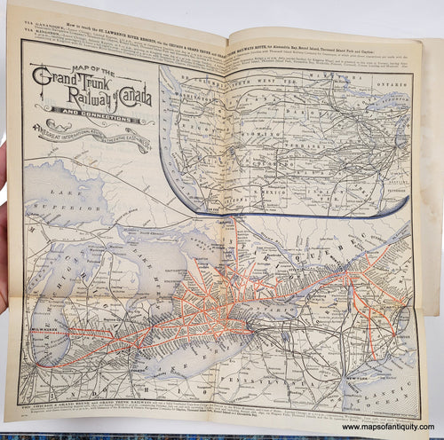 Genuine-Antique-Map-Map-of-the-Grand-Trunk-Railway-of-Canada-and-Connections-The-Great-International-Route-between-the-East-and-West-1890-American-Bank-Note-Co--Maps-Of-Antiquity