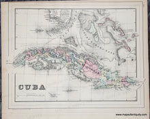 Load image into Gallery viewer, antique map of Cuba and surrounding areas with color. Antique-Hand-Colored-Map-Double-sided-sheet-with-multiple-maps:-Centerfold---Map-of-Mexico-Central-America-and-the-West-Indies;-versos:-North-Western-America-showing-the-Territory-Ceded-by-Russia-to-the-United-States-/-Cuba-Caribbean--1885-Mitchell-Maps-Of-Antiquity-1800s-19th-century
