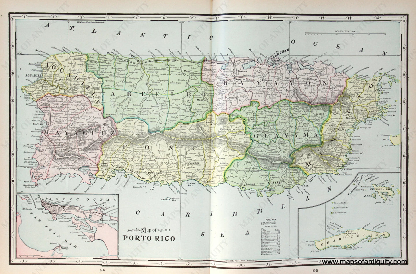 Antique-Map-Puerto-Porto-Rico-1900-Cram-1900s- Maps-of-Antiquity