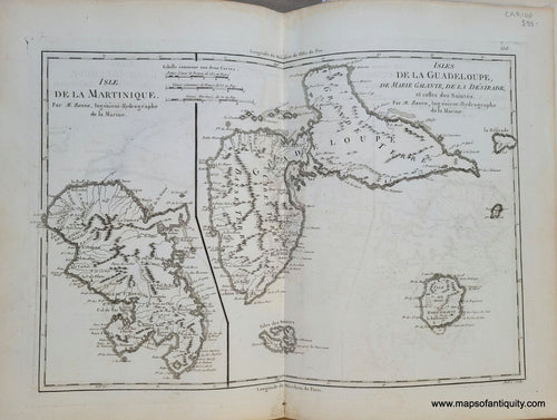 Genuine-Antique-Map-Martinique-and-Guadeloupe---Isle-de-la-Martinique-Isles-de-la-Guadeloupe-de-Marie-Galante-de-la-Desirade-et-celles-des-Saintes-1788-Bonne-Desmarest-Maps-Of-Antiquity