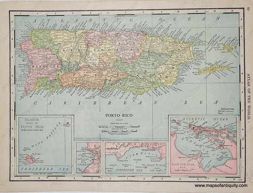 Genuine-Antique-Map-Porto-Rico-verso-West-Indies--1912-Rand-McNally-Maps-Of-Antiquity