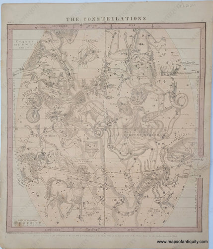 Hand-Colored-Antique-Celestial-Map-Constellations-July-August-September.--Celestial--1856-Burritt-Maps-Of-Antiquity