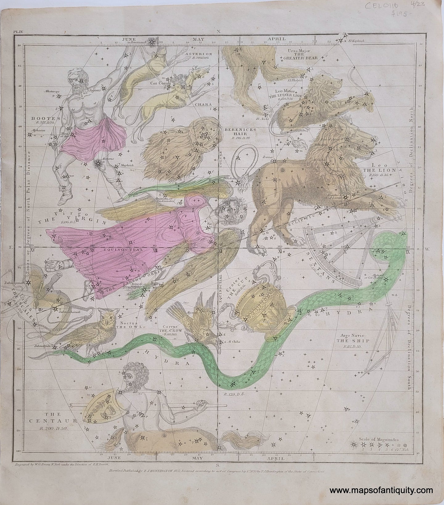 Antique-Map-Print-Chart-Northern-Constellations-April-May-June-Zodiac-stars-1835-Burritt