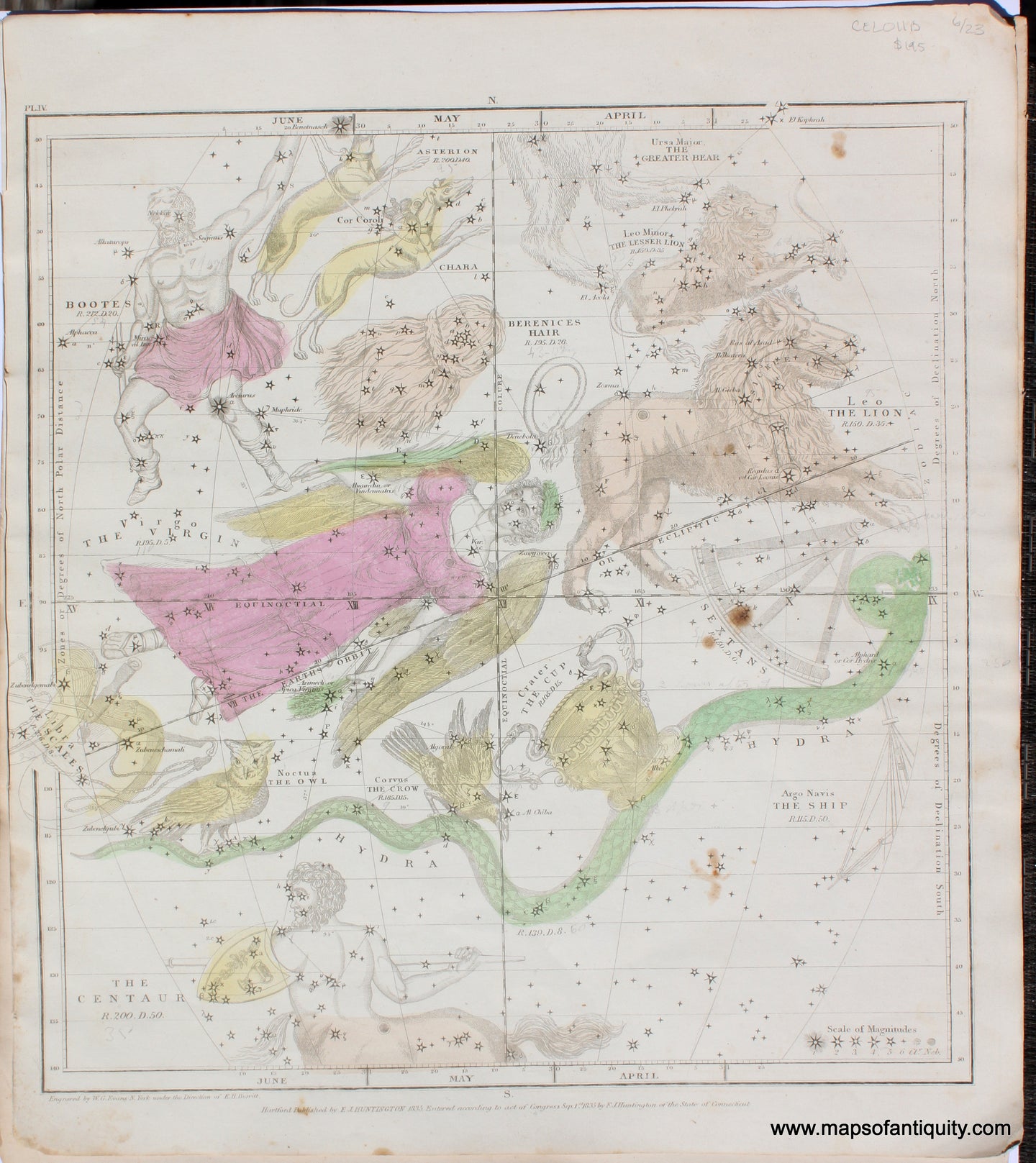 Antique-Map-Print-Chart-Northern-Constellations-April-May-June-Zodiac-stars-1835-Burritt