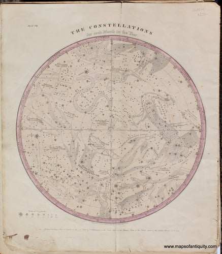 Hand-Colored-Antique-Celestial-Map-Southern-Circumpolar-Map-for-each-Month-in-the-Year.--Celestial--1856-Burritt-Maps-Of-Antiquity