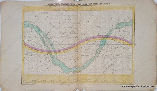 Hand-Colored-Antique-Celestial-Star-milky-way-Constellation-Map-A-Celestial-Planisphere-or-Map-of-the-Heavens.-Celestial--1835-Burritt-Maps-Of-Antiquity