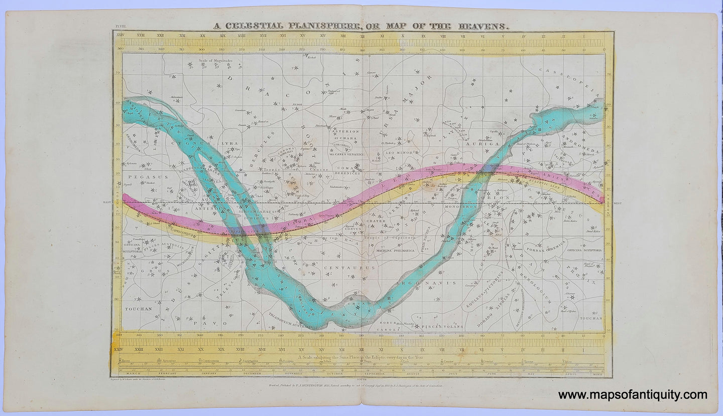 Hand-Colored-Antique-Celestial-Star-milky-way-Constellation-Map-A-Celestial-Planisphere-or-Map-of-the-Heavens.-Celestial--1835-Burritt-Maps-Of-Antiquity