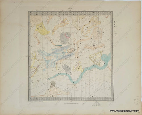 Genuine-Antique-Engraving-Celestial-Map-No-3-featuring-Libra-Leo-and-Virgo-Celestial--1860-SDUK--Society-for-the-Diffusion-of-Useful-Knowledge-Maps-Of-Antiquity-1800s-19th-century