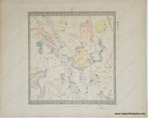 Genuine-Antique-Engraving-Celestial-Map-No-4-featuring-Libra-Sagittarius-and-Scorpio-Celestial--1860-SDUK--Society-for-the-Diffusion-of-Useful-Knowledge-Maps-Of-Antiquity-1800s-19th-century