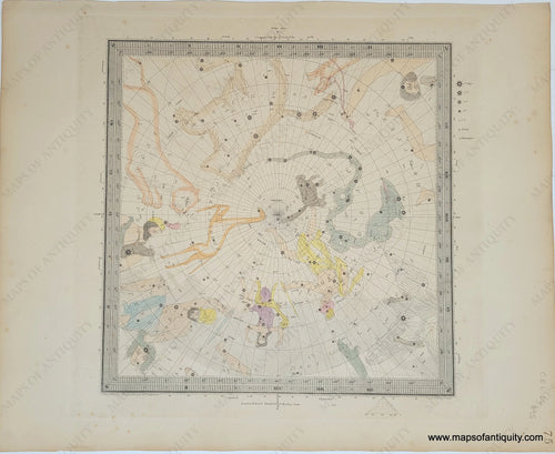 Genuine-Antique-Engraving-Celestial-Map-No-5-featuring-Ursa-Major-Perseus-and-Cassiopeia-Circumjacent-the-North-Pole-Celestial--1860-SDUK--Society-for-the-Diffusion-of-Useful-Knowledge-Maps-Of-Antiquity-1800s-19th-century