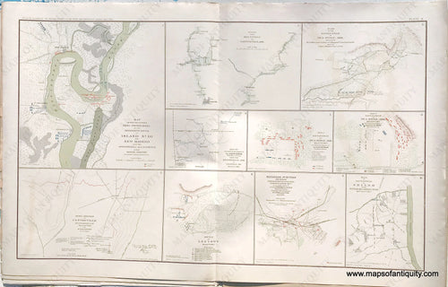 Antique-Lithograph-Print-Plate-10.-Rebel-Fortifications-on-Mississippi-River-at-Island-No.-10-and-New-Madrid-/-Rebel-Position-at-Centreville-March-14th-1862-plus-8-smaller-maps-1891-US-War-Dept.-Civil-War-Civil-War-1800s-19th-century-Maps-of-Antiquity