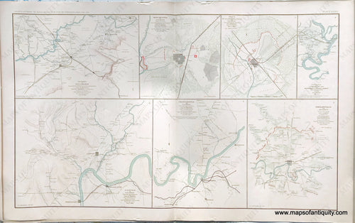 Antique-Lithograph-Print-Plate-35.-Vicinity-of-Decherd-/-Manchester-and-Vicinity-/-Sketch-of-Tullahoma-Tenn.-and-Vicinity-/-Proposed-Road-along-South-Bank-of-New-Canal-from-Duckport-to-Walnut-Bayou-/-Jasper-and-Vicinity-/-Chattanooga-and-Vicinity-/-Shelbyville-and-Vicinity---July-1863.-1892-US-War-Dept.-Civil-War-Civil-War-1800s-19th-century-Maps-of-Antiquity