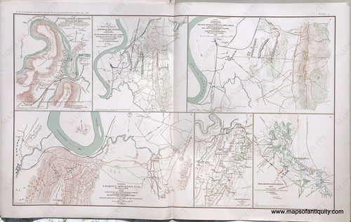 Antique-Lithograph-Print-Plate-50.-County-in-Vicinity-of-Brown's-Ferry-/-Battle-Field-of-Missionary-Ridge--Positions-of-Second-Division-Fourth-Army-Corps-Chattanooga-Tenn.-November-23-to-25-1863-/-Battle-of-Lookout-Mountain-Tenn.-November-24-1863-/-Chattanooga-and-Vicinity-/-Red-River-Expedition-1864.-1892-US-War-Dept.-Civil-War-Civil-War-1800s-19th-century-Maps-of-Antiquity