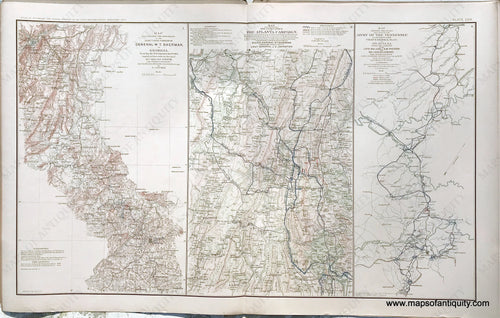 Antique-Lithograph-Print-Plate-57.-Operations-of-the-Army-under-command-of-General-W.T.-Sherman-in-Georgia-from-May-the-5th-to-September-the-4th-1864-/-First-Epoch-of-the-Atlanta-Campaign-/-Roads-followed-by-the-Army-of-the-Tennessee-in-its-march-from-Chattanooga-Tenn.-To-Atlanta-GA.-1893-US-War-Dept.-Civil-War-Civil-War-1800s-19th-century-Maps-of-Antiquity