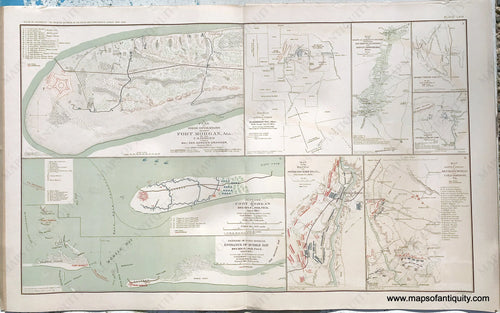 Antique-Lithograph-Print-Plate-63.--Plan-of-Siege-Operations-against-Fort-Morgan-Ala.-Battle-Field-at-Harrisburg-Miss.-Defense-of-Fort-Morgan-August-1864-/-Entrance-of-Mobile-Bay-August-1864-/-Battle-of-Fredericksburg-Va.-December-13-1862-/-Battle-Field-of-Mechanicsville-and-Cold-Harbor-Va.-plus-3-smaller-maps.-1893-US-War-Dept.-Civil-War-Civil-War-1800s-19th-century-Maps-of-Antiquity