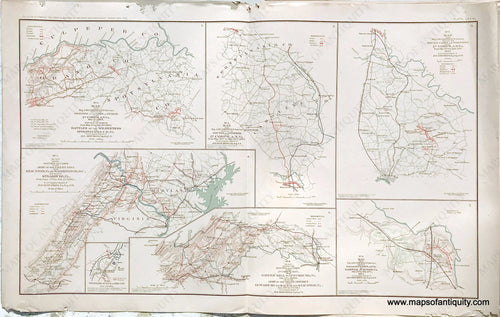 Antique-Lithograph-Print-Plate-81.-Battles-of-the-Wilderness-and-Spotsylvania-C.H-Army-of-the-Valley-Dist.-Staunton-Va.-to-Washington-D.C.-Strasburg-Va.-2nd-Corps-A.N.-Va.-2nd-Corps-A.N.-Va.-from-Gaines'-Mill-to-Lynchburg-Va.-2nd-Corps-A.N.-Va.2nd-Corps-A.N.-Va.-at-Hanover-Junction-Va.-1893-US-War-Dept.-Civil-War-Civil-War-1800s-19th-century-Maps-of-Antiquity