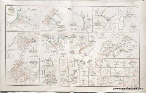 Antique-Lithograph-Print-Plate-84.-Engagement-at-Milford-Va.-Action-near-Brock's-Gap-Va.-Lacey-Spring-Va.-Action-at-Liberty-Mills-Va.-Routes-of-Rosser's-Division-to-Beverly-Va.-and-back-Rude's-Hill-Va.-Moorefield-Va.-Gordonsville-Va.-Camps-and-Pickets-of-the-Army-of-the-Valley-District-New-Creek-and-Vicinity-Capture-of-Beverly-1893-US-War-Dept.-Civil-War-Civil-War-1800s-19th-century-Maps-of-Antiquity