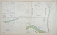 Load image into Gallery viewer, 1893 - Plate 114. Defenses of Nashville, TN, Fort at Hyde's Ferry, 1865 / Defenses of Nashville, Tenn., December 1st, 1865 / Fort Donelson, Tenn. / Defenses of Nashville, Tenn., Fort Harker, 1865 / Memphis and its Environs / Fort Pickering, TN. - Antique
