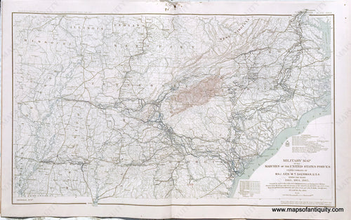 Antique-Lithograph-Print-Plate-117.-Military-map-of-the-Marches-of-the-United-State-Forces-under-command-of-Major-Gen.-W.T.-Sherman-during-the-years-1863-1864-and-1865.-1894-US-War-Dept.-Civil-War-Civil-War-1800s-19th-century-Maps-of-Antiquity