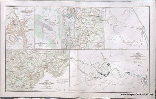 Antique-Lithograph-Print-Plate-135.-Battle-Field-of-Wilson's-Creek-Mo.-Battle-of-Cedar-Mountain-Va.-fought-Section-of-Buckingham-and-Appomattox-Counties-Va.-Section-of-Hanover-Henrico-and-part-of-Chesterfield-Counties-Va.-1864-/-Defenses-of-Macon-Ga.-1864-/-Battle-Field-of-Chancellorville-Va.-May-1-to-5.-1894-US-War-Dept.-Civil-War-Civil-War-1800s-19th-century-Maps-of-Antiquity