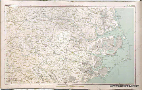 Antique-Lithograph-Print-Plate-138.-General-Topographical-Map.-Sheet-III.-Sections-of-Virginia-North-Carolina-and-small-inset-of-South-Carolina.-1894-US-War-Dept.-Civil-War-Civil-War-1800s-19th-century-Maps-of-Antiquity