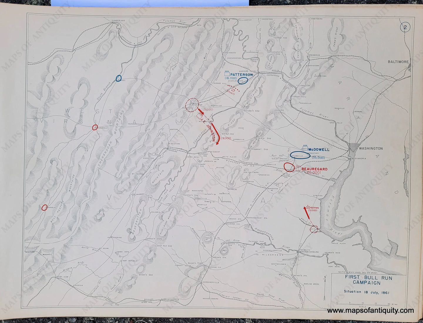 Genuine-Antique-Map-First-Bull-Run-Campaign-Situation-18-July-1861-1948-Matthew-Forney-Steele-Dept-of-Military-Art-and-Engineering-US-Military-Academy-West-Point-Maps-Of-Antiquity