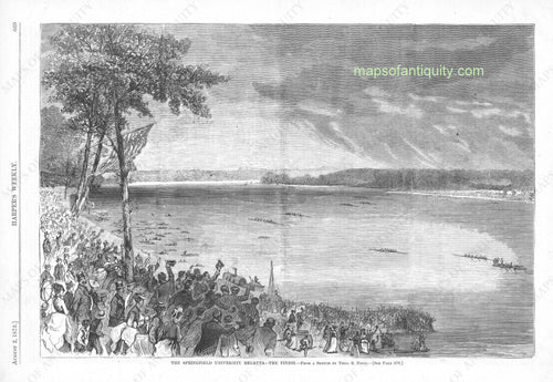 Black-and-White-Antique-Illustration-The-Springfield-University-Regatta--The-Finish-Antique-Prints-Sports-Prints-1873-Harper's-Weekly-Maps-Of-Antiquity