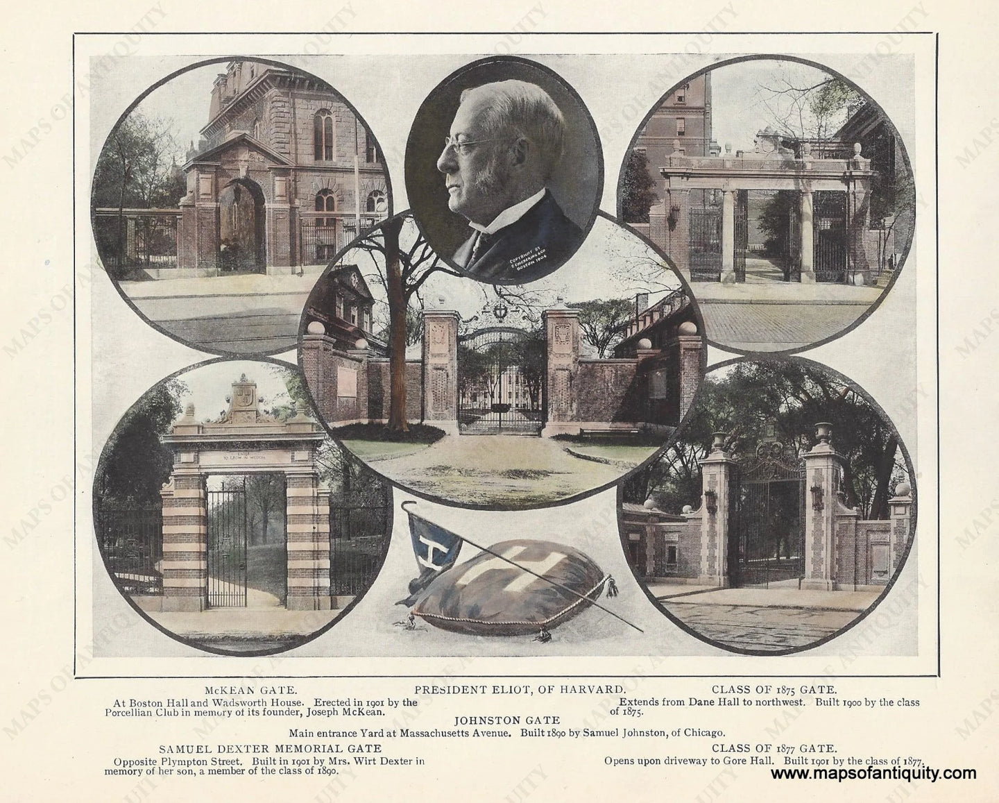 Set-of-Antique-Prints-Hand-Colored-and-Black-and-White-images-of-Harvard-University-and-Radcliffe-College-Colleges-Harvard-University-1904-Unknown-Maps-Of-Antiquity