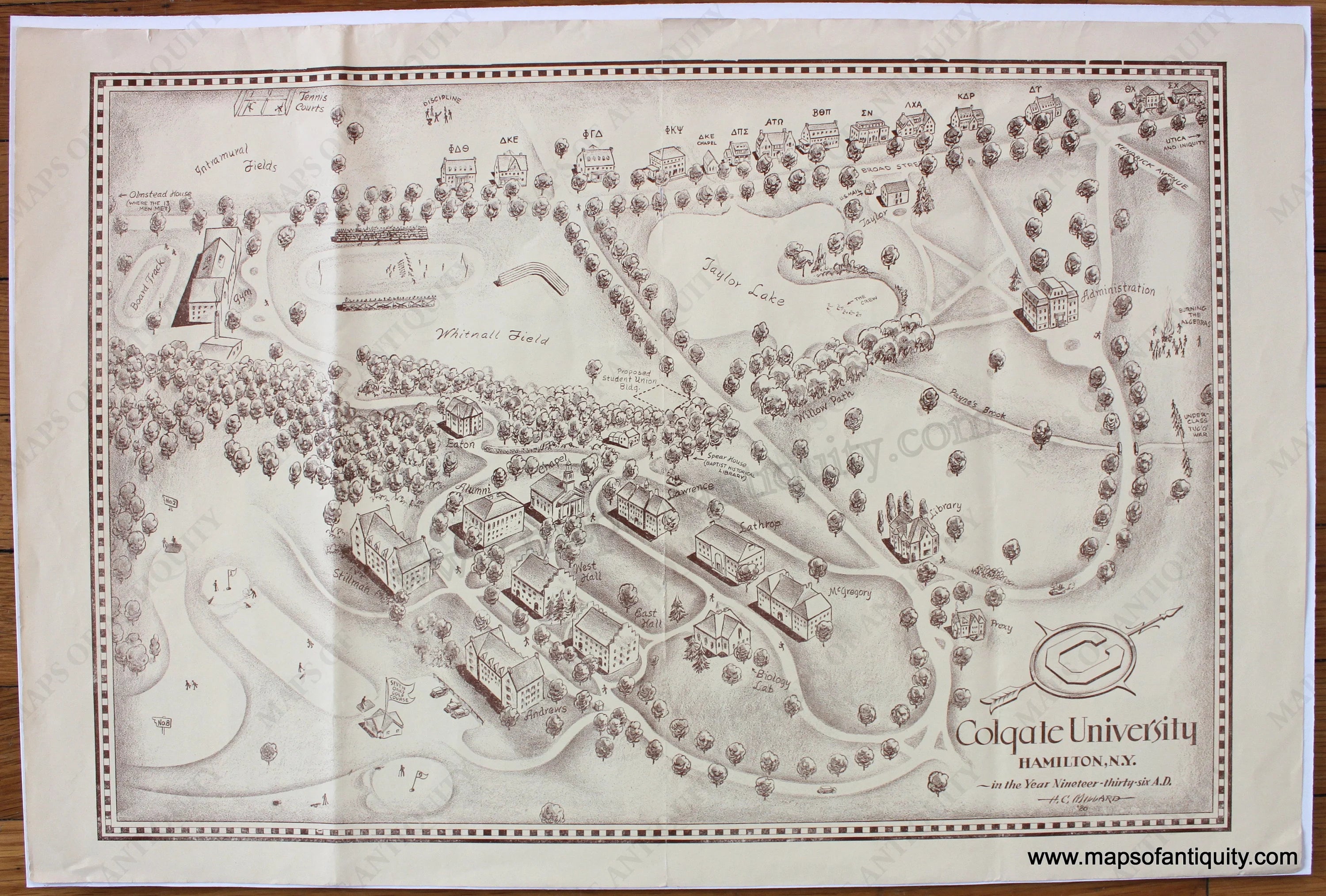 1936 - Colgate University Hamilton, NY *****SOLD***** - Antique Map ...