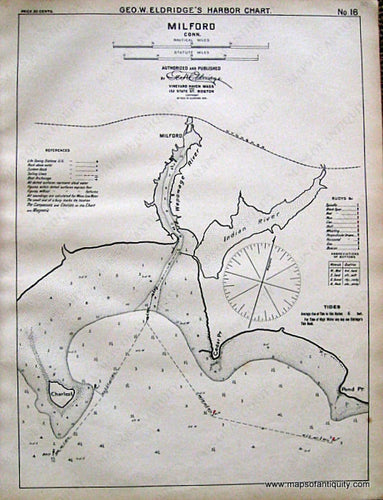 Black-and-White-Antique--Nautical-Chart-Milford-Conn.--United-States-Northeast-1901-Eldridge-Maps-Of-Antiquity