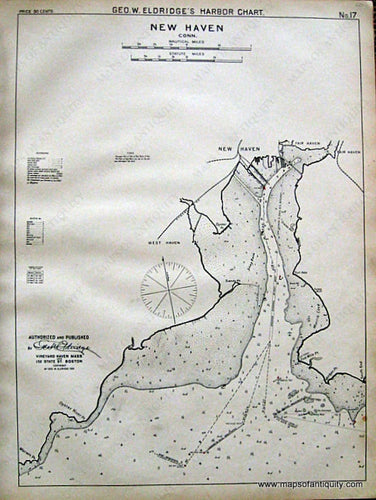 Black-and-White-Antique--Nautical-Chart-New-Haven-Conn.-United-States-Northeast-1901-Eldridge-Maps-Of-Antiquity