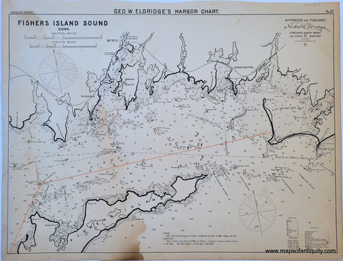 Black-and-White-Antique--Nautical-Chart-Fishers-Island-Sound-Connecticut-CT-long-island-sound--United-States-Northeast-1913-Eldridge-Maps-Of-Antiquity