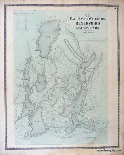 Antique-Hand-Colored-Map-Plan-of-the-Fair-Haven-Water-Co's-Reservoirs-and-Maltby-Park-(CT)-United-States-Connecticut-1868-Beers-Maps-Of-Antiquity