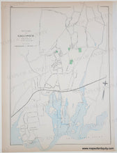Load image into Gallery viewer, An antique map of Borough of Greenwich, CT, dated 1893, showing street layouts, waterways, and labeled geographical features on aged beige paper with light blue water areas.
