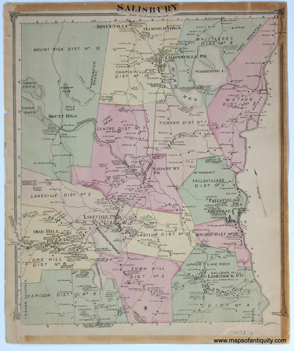 Antique-Hand-Colored-Map-Salisbury-Connecticut--United-States-Connecticut-1874-Beers-Maps-Of-Antiquity