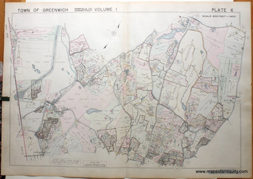 Genuine-Antique-Map-Part-of-Town-of-Greenwich-Fairfield-County-Connecticut-Plate-6-1938-Franklin-Survey-Company-Maps-Of-Antiquity