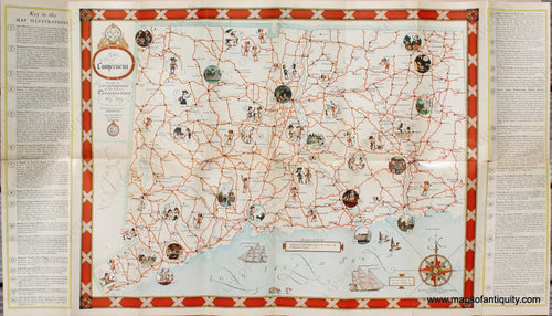 Genuine-Vintage-Map-Map-of-Connecticut-1935-John-Held-Jr--Maps-Of-Antiquity